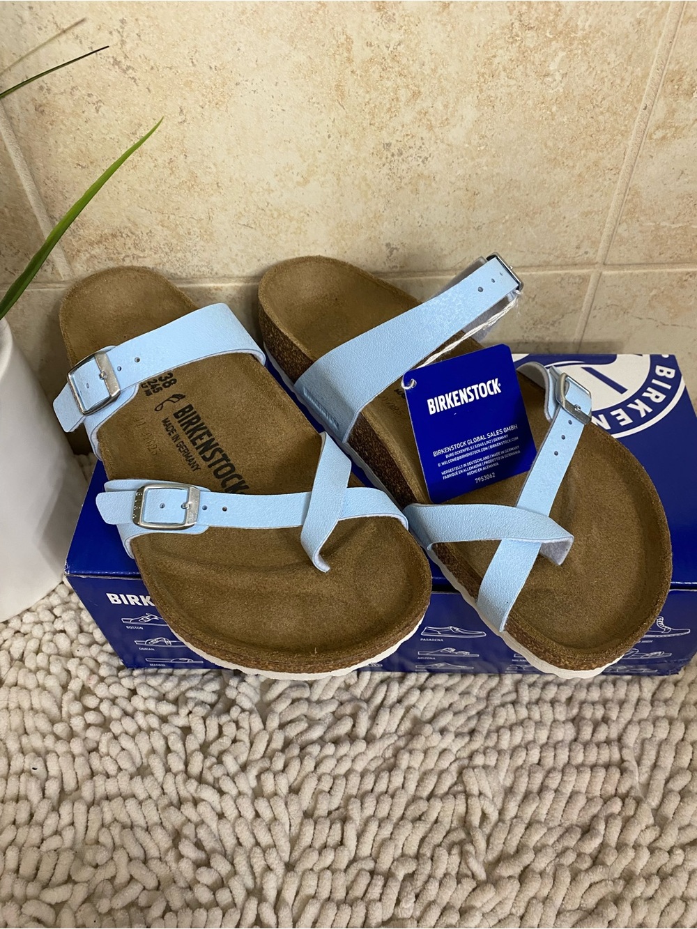 Birkenstock Light Blue Mayari Sandals Size 38R New in Box ($160)